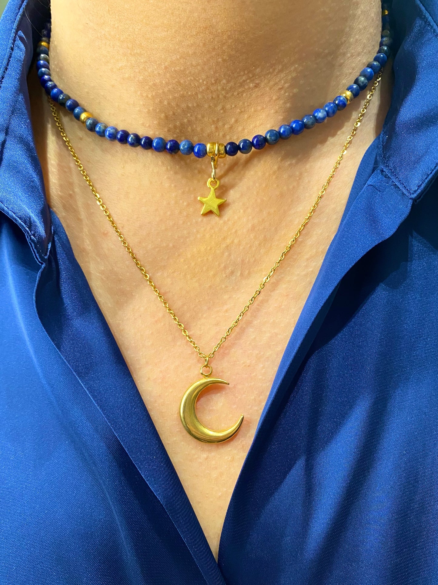IVI Jewellery Women's Navy Blue Lapis Lazuli Natural Stone Necklace