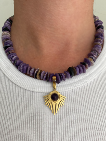 IVI Jewellery Women's Purpule Charoite Natural Stone Necklace