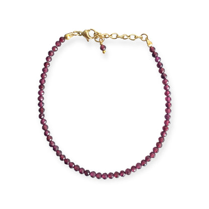 IVI Jeweller Women's Burgundy Faceted Garnet Natural Stone Bracelets 3MM