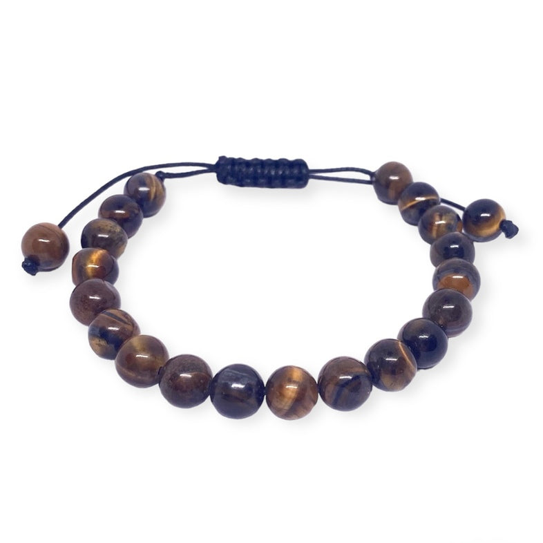 IVI Jewellery Men's Yellow Tiger's Eye and Agate Natural Stone Bracelet 8MM