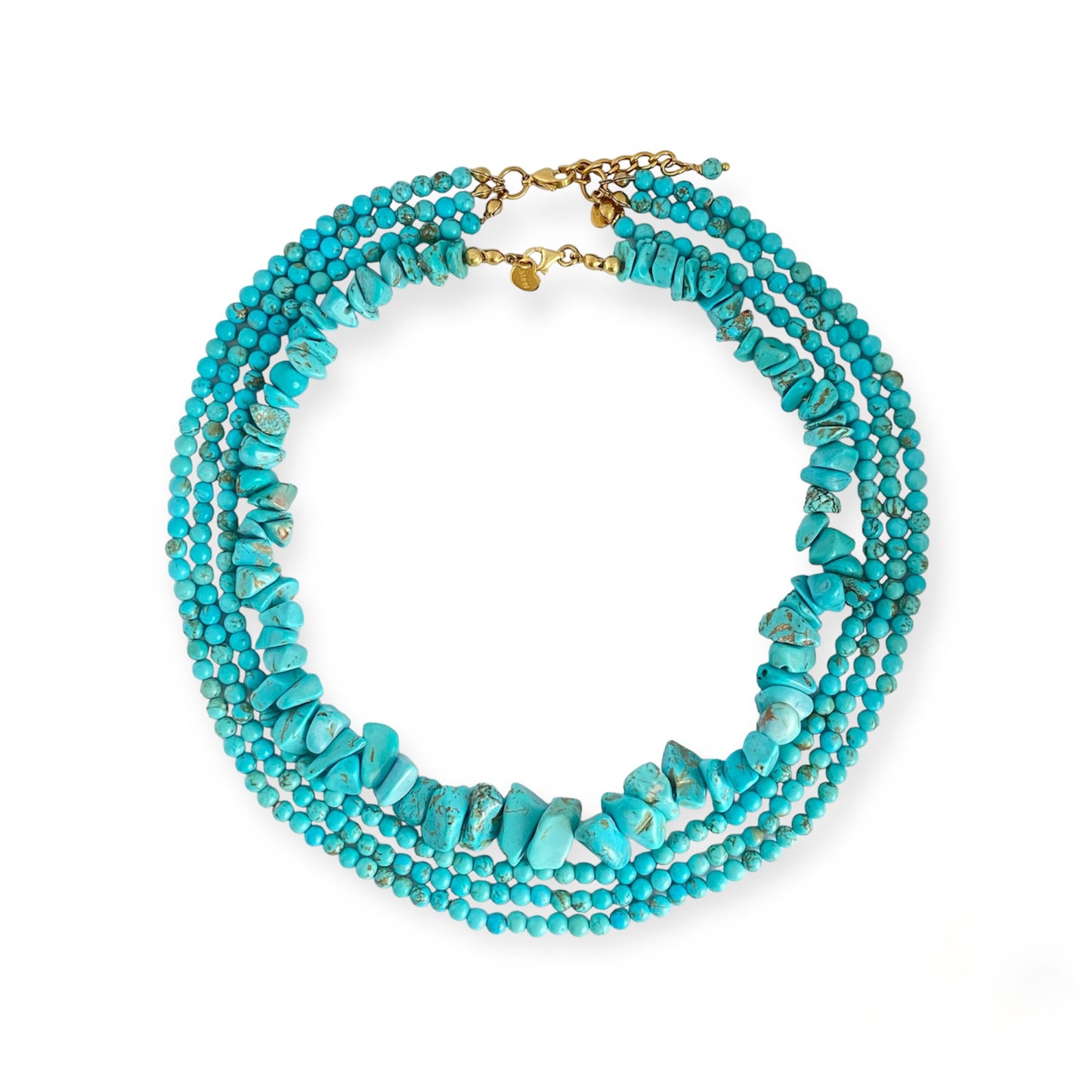 IVI Jewellery Women's Multistrand Handcrafted Natural Turquoise Stone Necklace