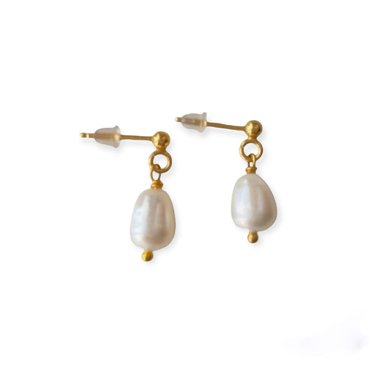 IVI Jewellery Women's Pearl Earrings 925 Sterling Silver with 24k Gold Plating