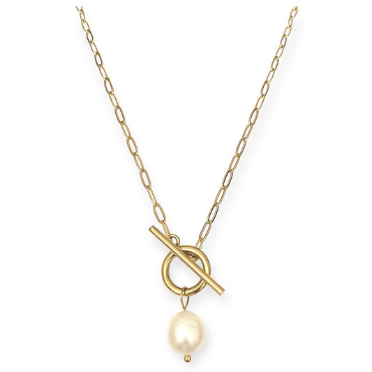 IVI Jewellery Women's Line Chin with Pearl Pendant Necklace