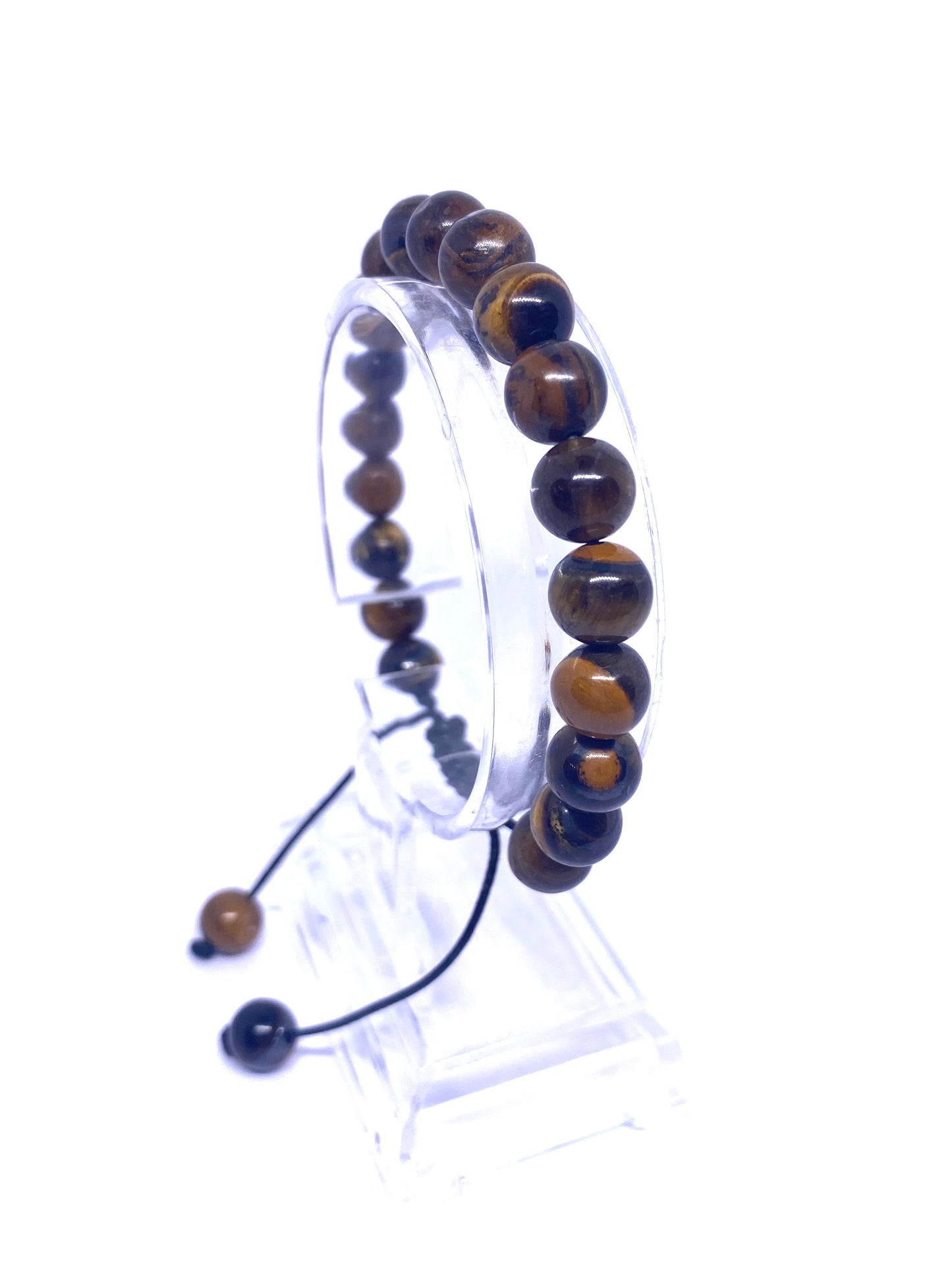 IVI Jewellery Men's Yellow Tiger's Eye and Agate Natural Stone Bracelet 8MM