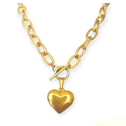 IVI Jewellery Women's Gold Heart Chunky Weave Chain Stainless Steel Necklace