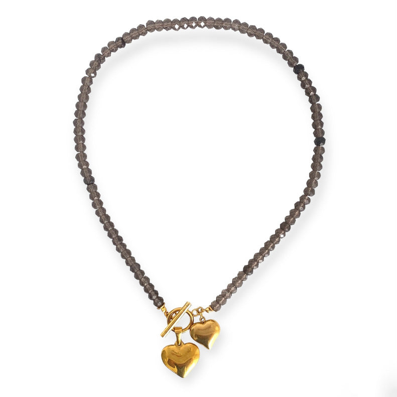 IVI Jewellery Women's Brown Smoky Quartz Heart Pendant Necklace