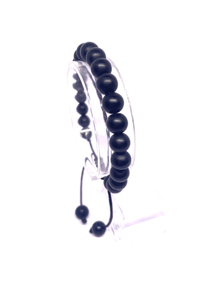 IVI Jewellery Men's Black Agate Natural Stone Bracelet 8MM